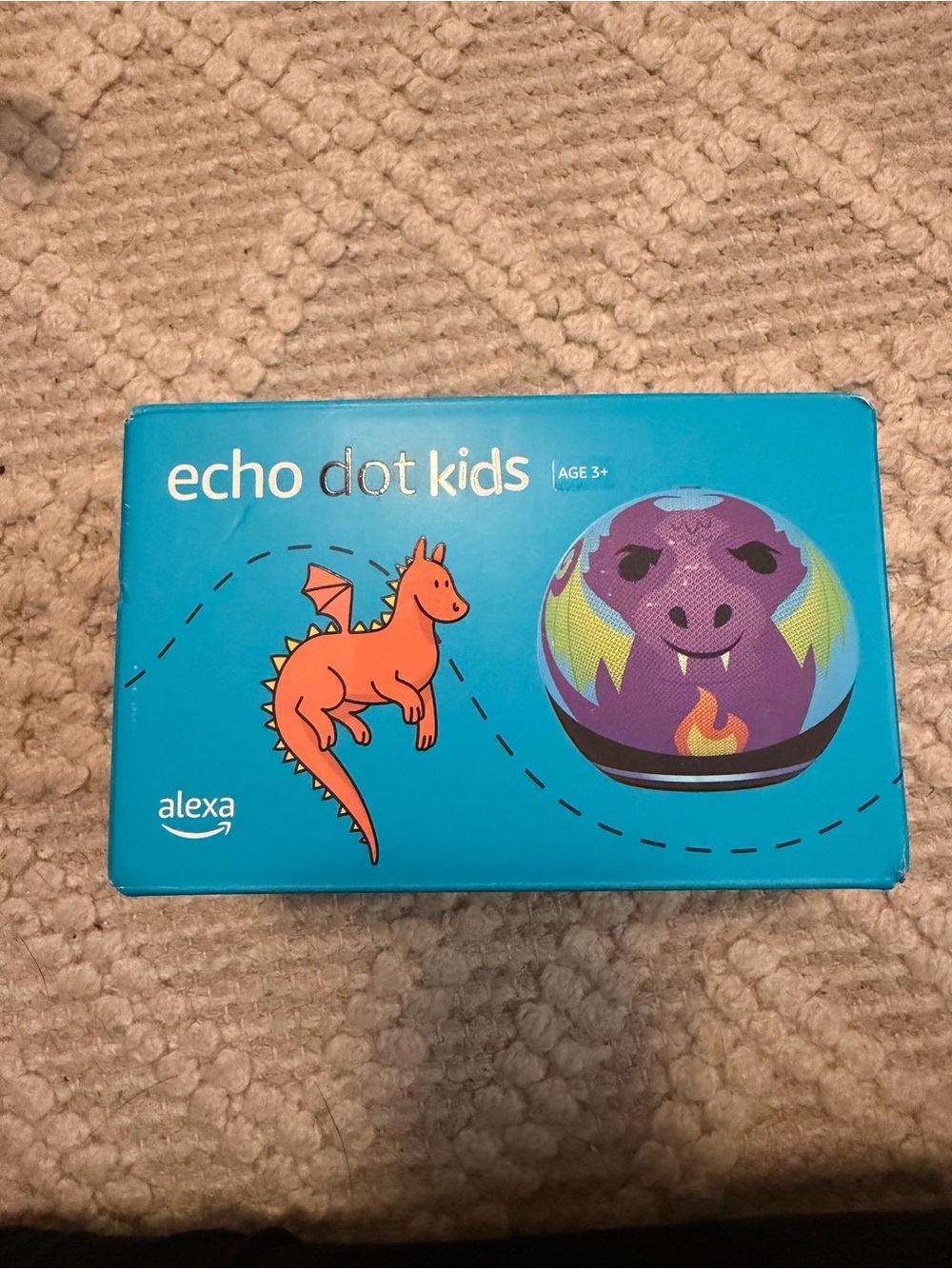 Amazon Echo Dot Kids — Purple Dragon Design with Orange Accent